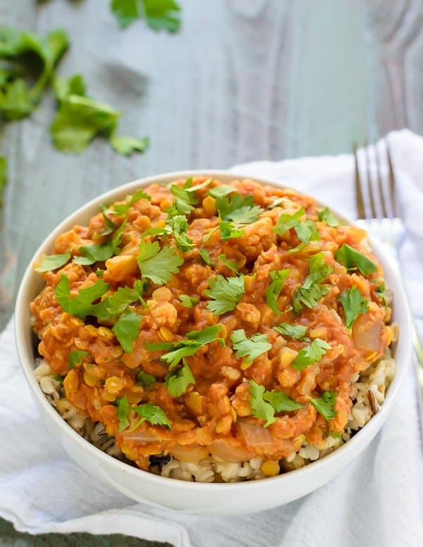 Slow Cooker Red Lentil Cauliflower Curry
