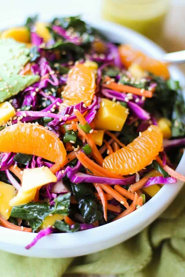 Crunchy Mandarin Kale Salad with Lemon Poppy Seed Dressing