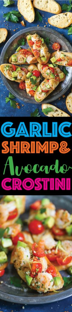 Garlic Shrimp and Avocado Crostini