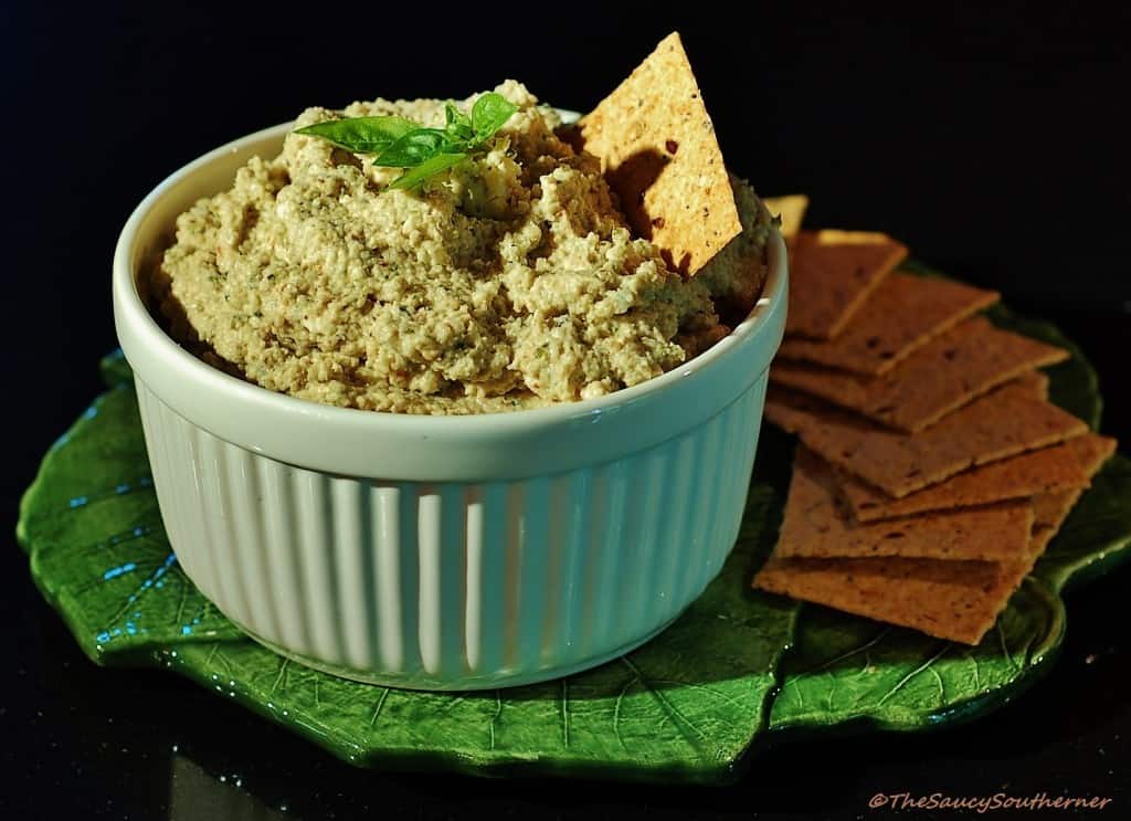 Roasted Cauliflower Spread with Basil Walnuts and Bleu Cheese (Meatless Monday)