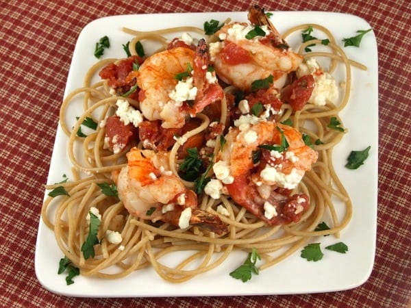 Greek- Design Shrimp Scampi w/ Whole Wheat Spaghetti