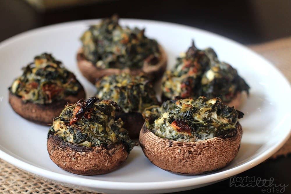 Mouth-watering Spinach & Creamy Goat Cheese Stuffed Mushrooms
