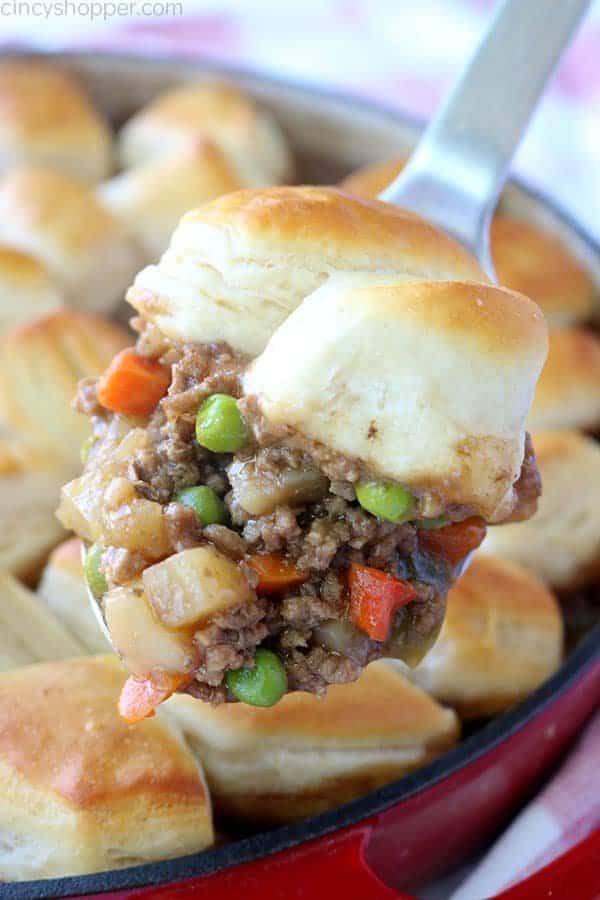 Skillet Ground Beef and Biscuits