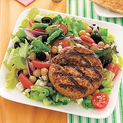 Lamb Burgers with Greek Salad