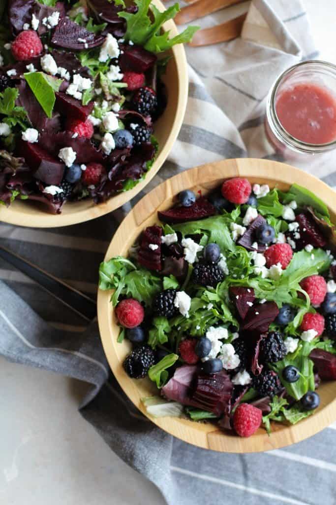 Roasted Beet and Berry Salad with Raspberry-Fig Vinaigrette