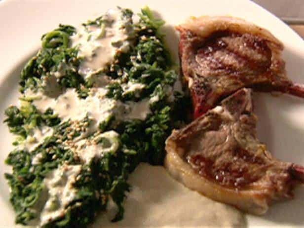 Lamb with Spinach and Garlicky Tahini Sauce