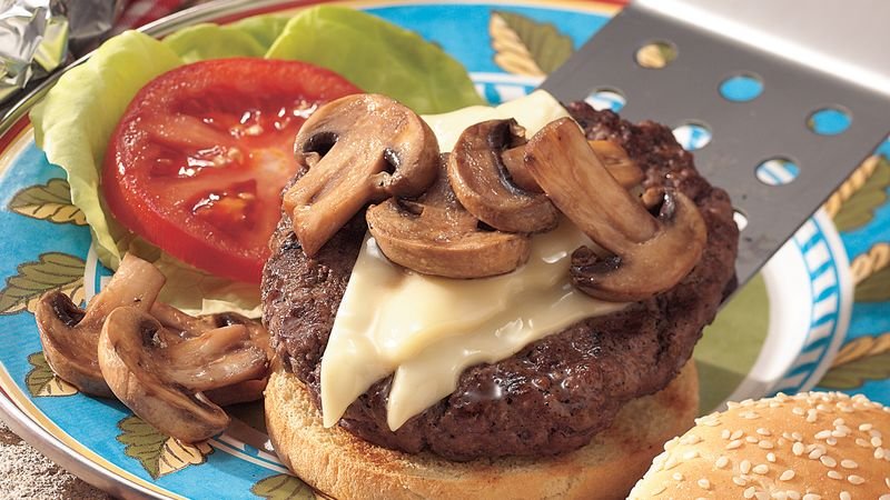 Marinated Mushroom-Topped Grilled Burgers