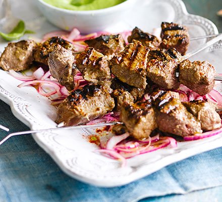 Spiced grilled lamb skewers