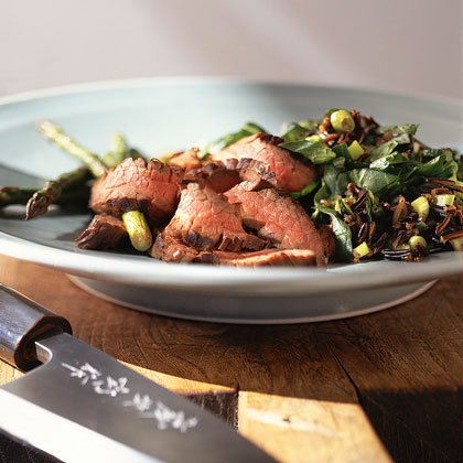 Asian Flank Steak with Asparagus and Wild-Rice Pilaf