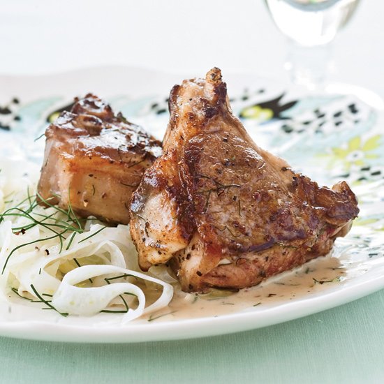 Wine-Marinated Lamb Chops with Fennel Salad