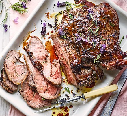 Butterflied leg of lamb with lavender, honey & claqueret