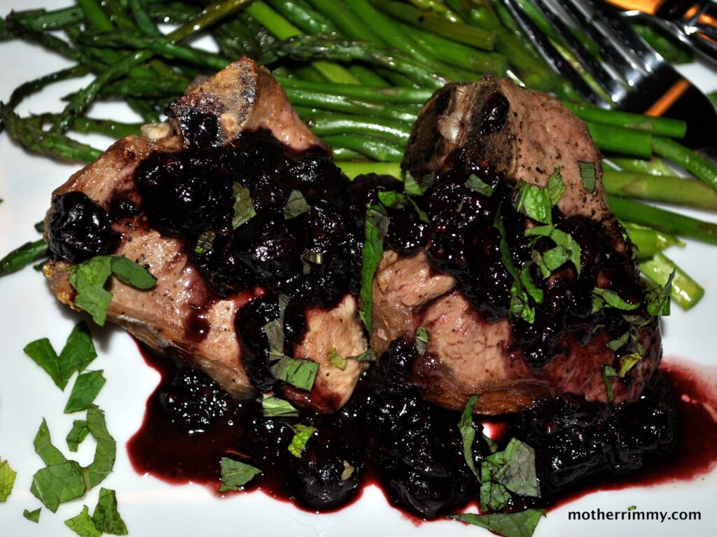 Grilled Lamb Chops and Asparagus with Balsamic Berry Sauce