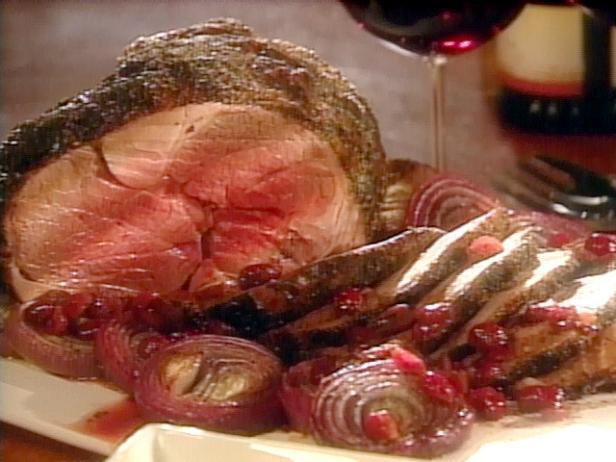 Roasted Leg of Lamb with Red Onions and Sour Cherries