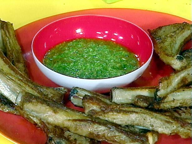 Baby Lamb Chops with Parsley and Mint Pesto Dipping Sauce