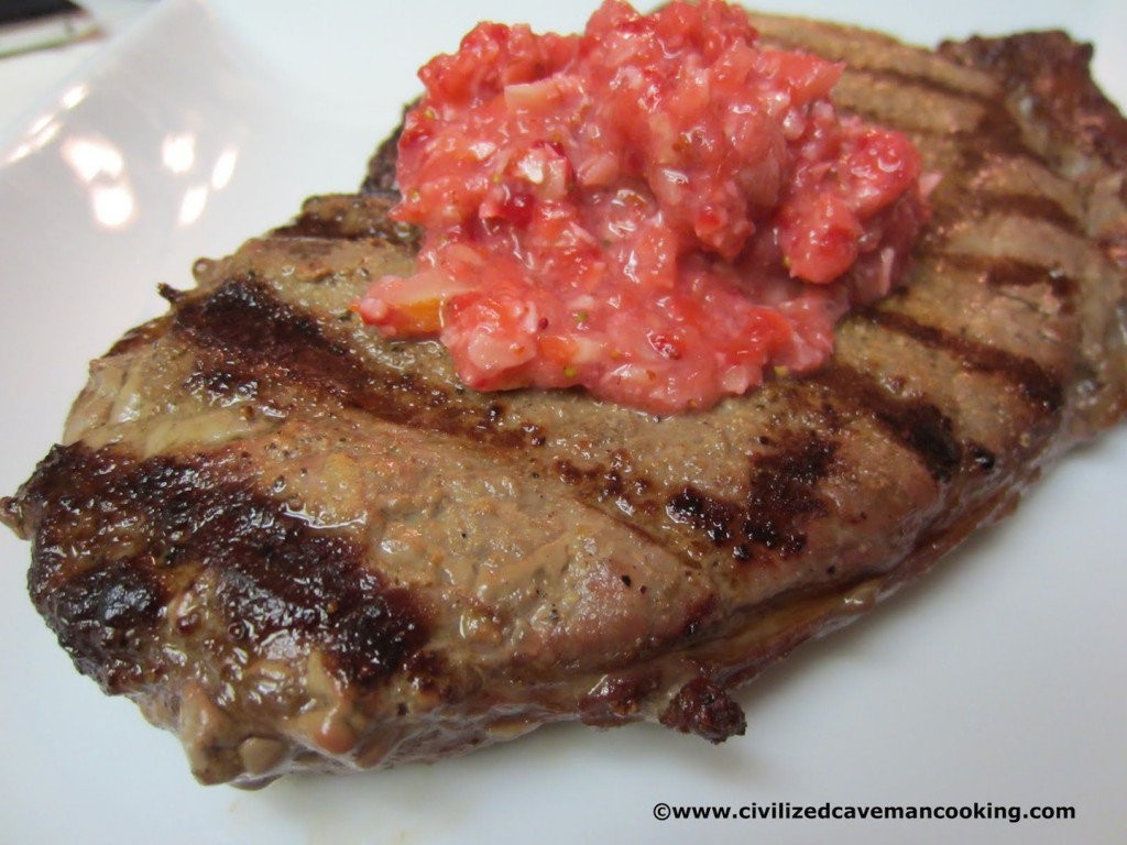Ginger Sirloin with Strawberry Salsa
