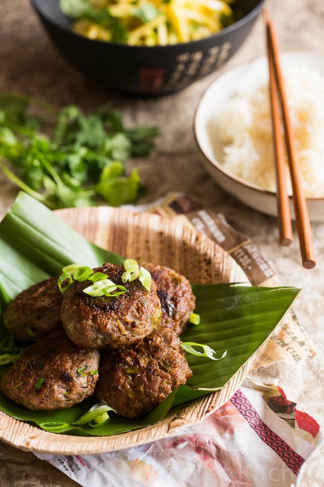 Asian hamburgers with sticky rice