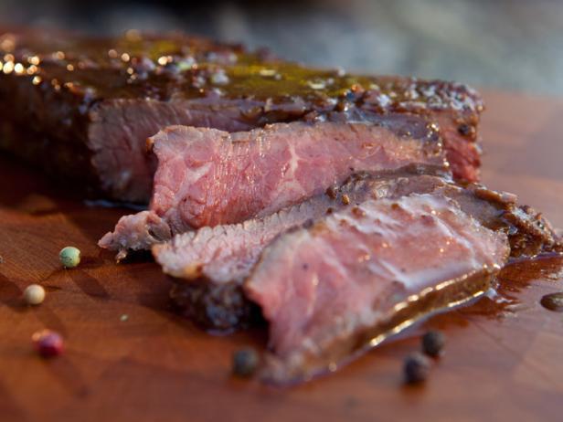 Grilled New York Strip Steak with Five-Peppercorn Sauce