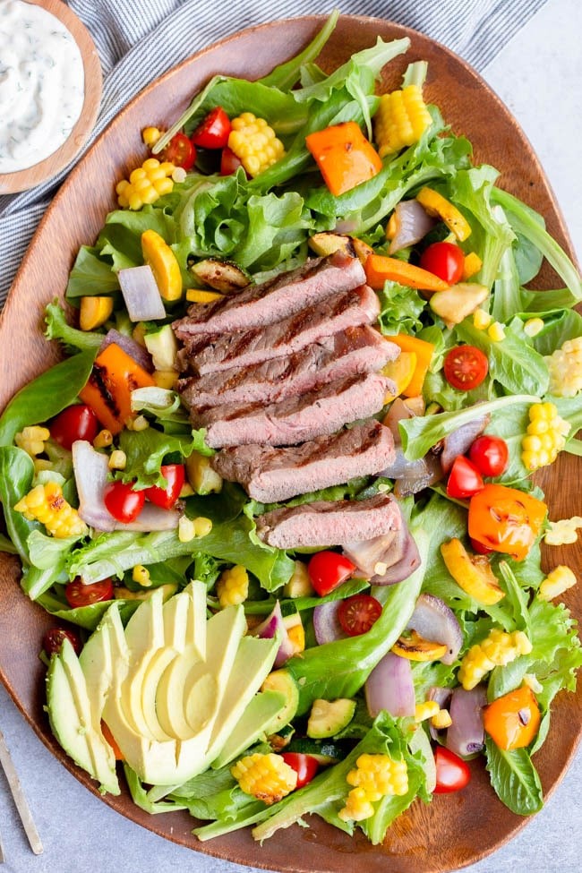 Grilled Steak Salad with Homemade Ranch Dressing